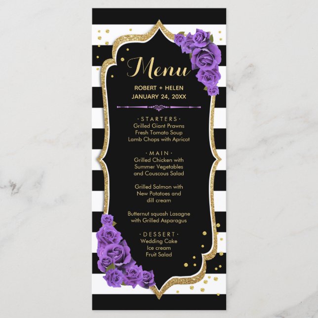 Carte de menu Black Purple Gold (Devant)
