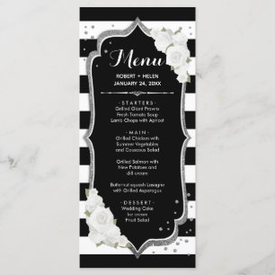 Carte de menu Black White Silver