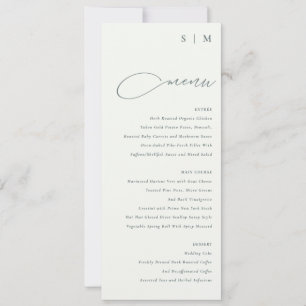 Carte de menu blanc noir à script simple élégant