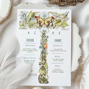 Carte de Menu & Boissons de Mariage Vintage Motif