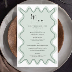 Carte de menu Bordure de vague verte Sage