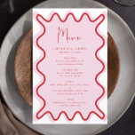 Carte de menu Bordure rouge vif rose<br><div class="desc">Conçu pour s'harmoniser avec notre collection Wavy Border, cette carte de menu moderne présente la bordure ondulée tendance et populaire en rouge sur arrière - plan rose. Si vous voulez attirer l'attention de votre client avec une pop de couleur sur votre invitation branchée, cette suite est parfaite pour vous. Pour...</div>