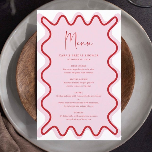 Carte de menu Bordure rouge vif rose (Créateur téléchargé)