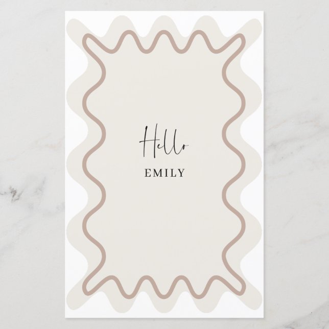 Carte de menu Bordure velours beige Taupe avec nom (Dos)