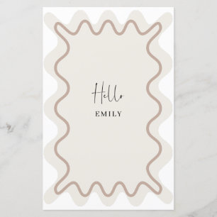 Carte de menu Bordure velours beige Taupe avec nom