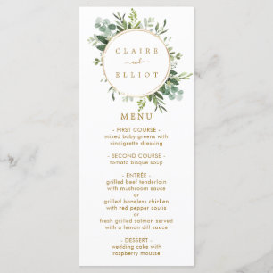 Carte de menu Botanical Gold Greenery