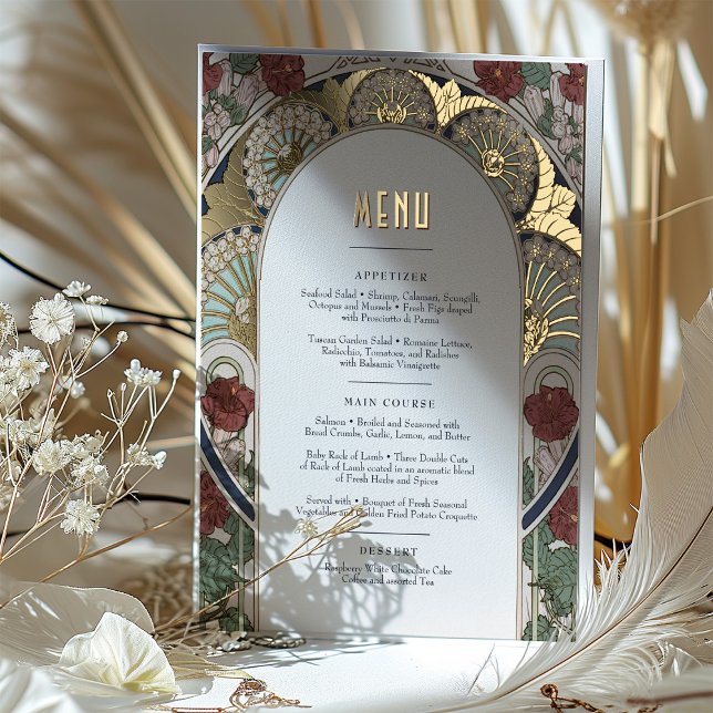 Carte de menu Bourgogne Or Art Nouveau Mucha (Créateur téléchargé)