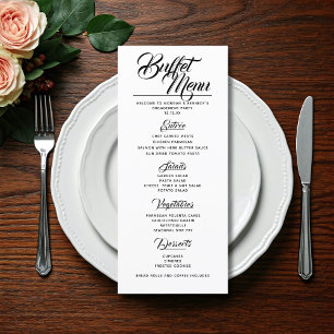 Carte de menu Buffet Mariage de la partie Engageme