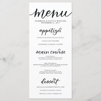 Carte de menu Calligraphie