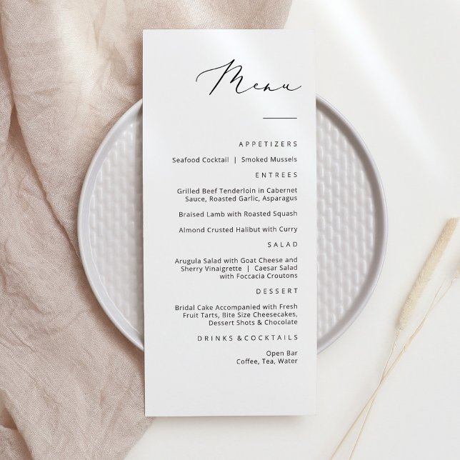 Carte de Menu Calligraphique Élégante Moderne (Créateur téléchargé)