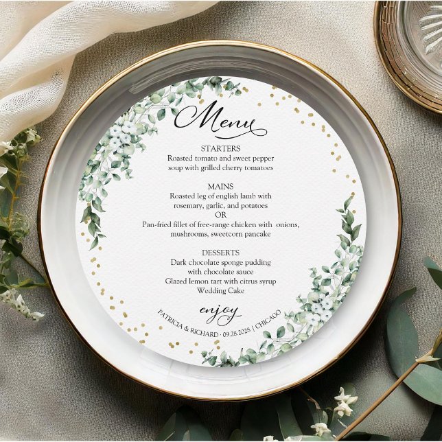 Carte de Menu Cercle de Mariage Verdure (Créateur téléchargé)