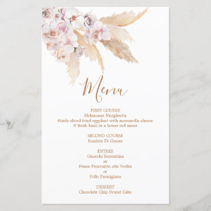 Carte de menu Chic Bohème Herbe des Pampas