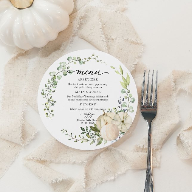 Carte de menu circulaire pour Baby Shower automnal (Créateur téléchargé)