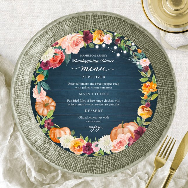 Carte de menu circulaire pour le dîner de Thanksgi (Créateur téléchargé)