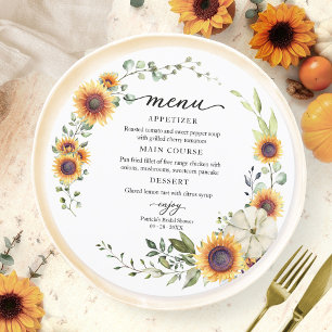 Carte de menu circulaire pour mariage champêtre To
