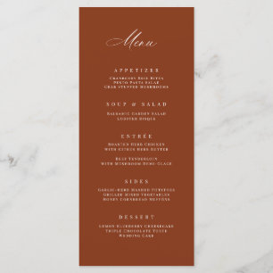 Carte de menu classique de la réception de mariage