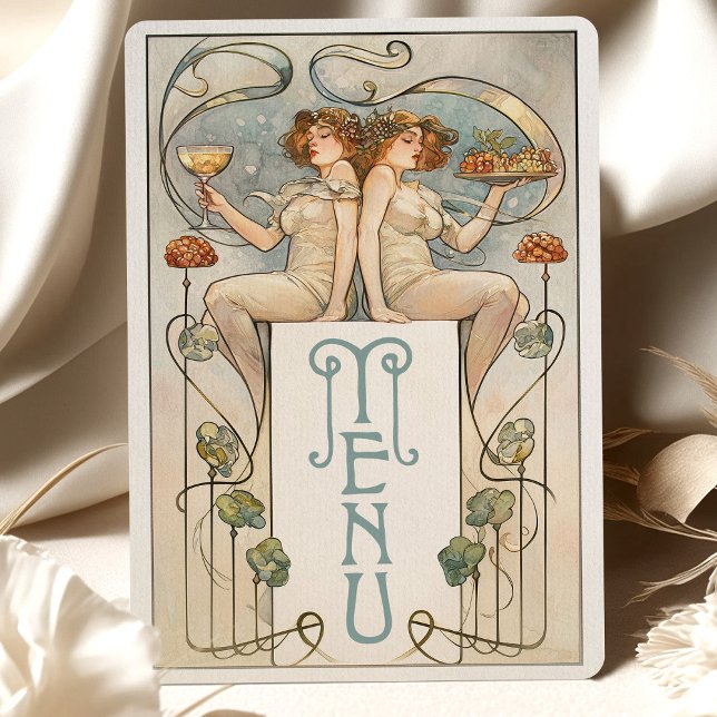 Carte de menu classique Mariage Art Nouveau Figura (Créateur téléchargé)