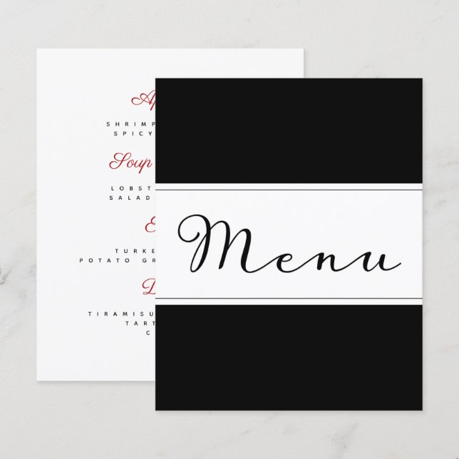 Carte de menu classique moderne do-it-yourself noi (Devant / Derrière)