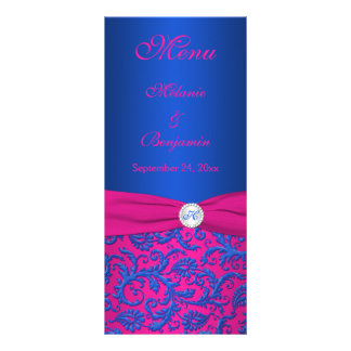 Carte de menu Cobalt et Fuchsia Damask 2