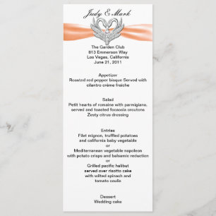 Carte de menu Cylindres en argent Orange Ribbon
