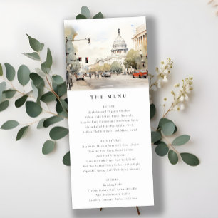 Carte de menu d'aquarelle minimale Washington DC
