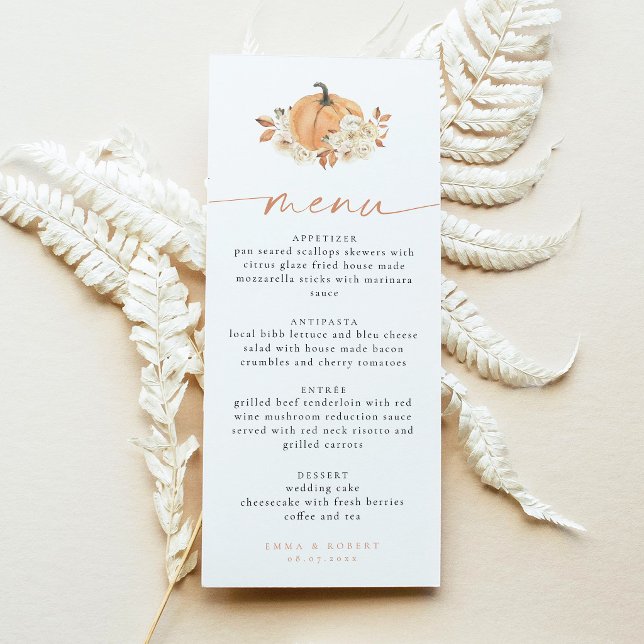 Carte de menu de Baby Shower automnal rustique ave (Créateur téléchargé)