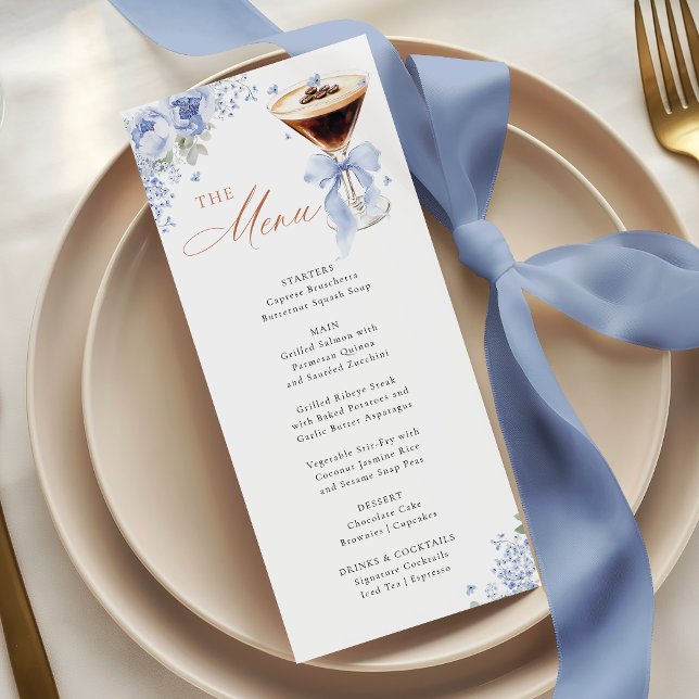 Carte de menu de Baby Shower Café Arc-en-Ciel Bleu (Créateur téléchargé)