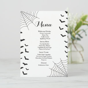 Carte de menu de Baby Shower Halloween Toile Araig