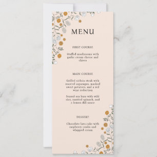 Carte de menu de Baby Shower Mariage Tons Terre Fl