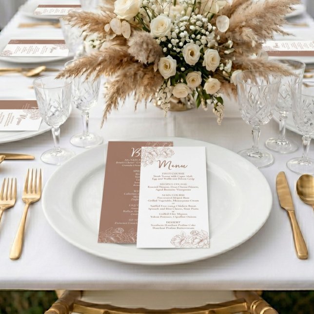 Carte de menu de bar de mariage bohème floral Doub (Créateur téléchargé)