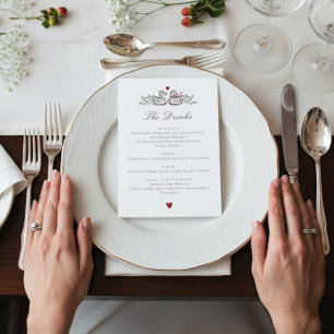 Carte de Menu de Boissons de Mariage de Paire de C
