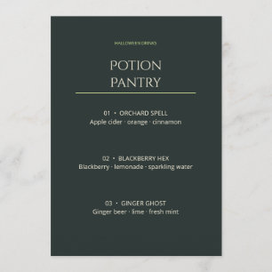 Carte de menu de boissons Halloween modifiable Pot