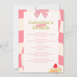 Carte de menu de brunch Galentine's rose rétro