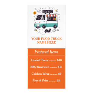 Carte de menu de camion de nourriture avec code QR