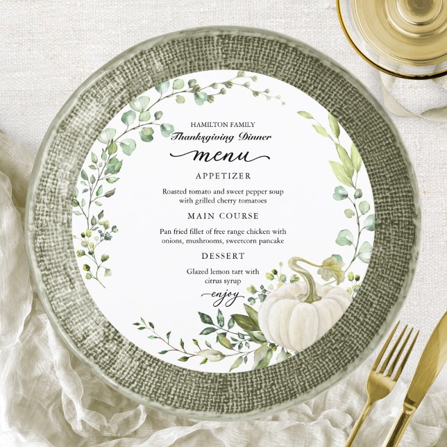 Carte de Menu de Cercle de Dîner de Thanksgiving a (Créateur téléchargé)