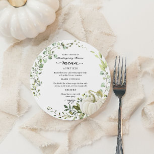 Carte de menu de cercle de dîner de Thanksgiving d