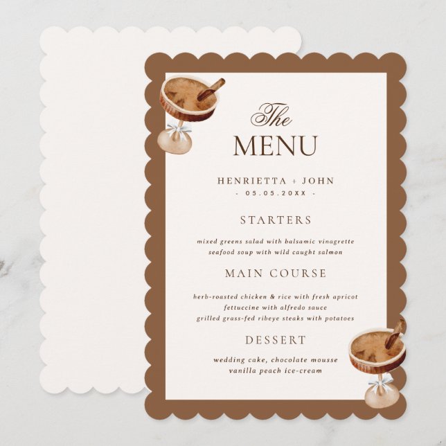 Carte de menu de cocktail café Espresso pour la do (Devant / Derrière)