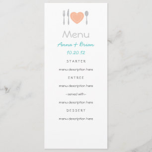 Carte de menu de coeur