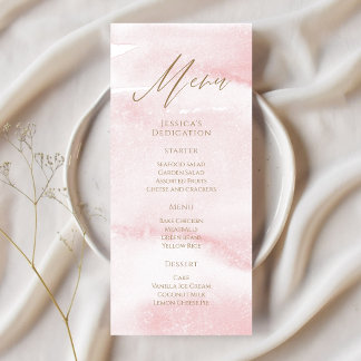 Carte de menu de dédicace de bébé à l'aquarelle ro