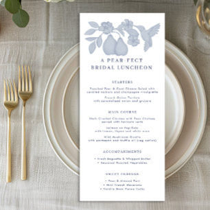 Carte de menu de déjeuner de mariage Dusty Blue Pe