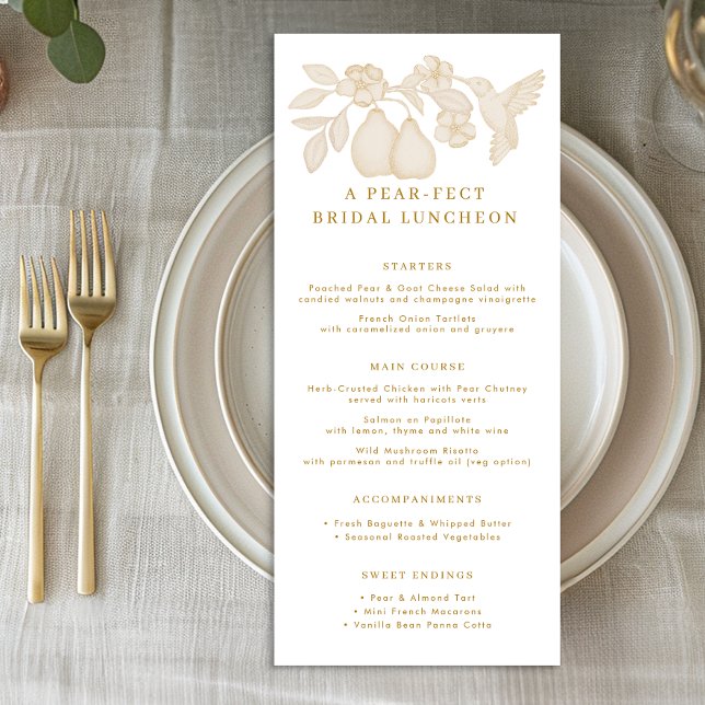 Carte de menu de déjeuner de mariage en or Perfect (Menu)