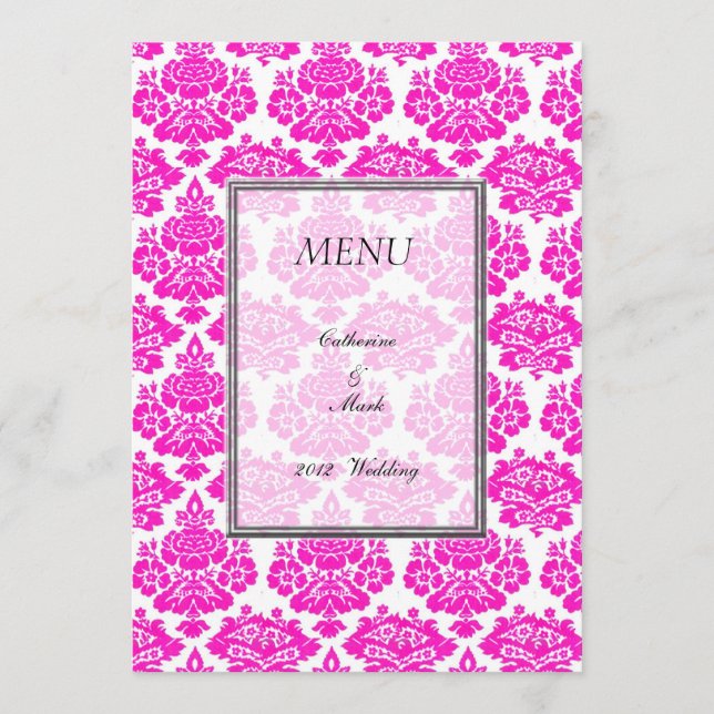 carte de menu de dîner, damassé (Devant)