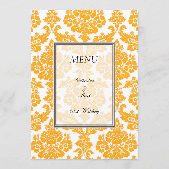 carte de menu de dîner, damassé (Devant)
