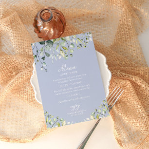 Carte de menu de dîner de douche de mariée à feuil