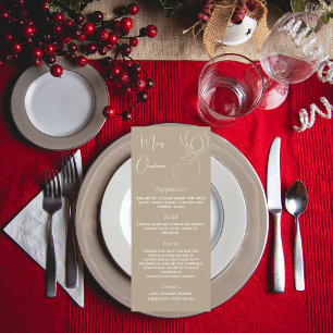 carte de menu de dîner de fête de Noël rennes beig