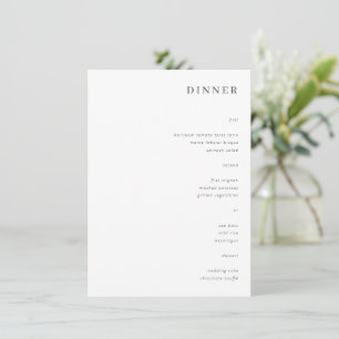 Carte de Menu de Dîner de Mariage à l'Esthétique M
