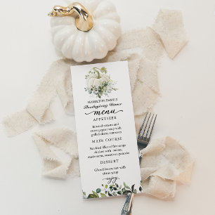 Carte de menu de dîner de Thanksgiving Citrouille 