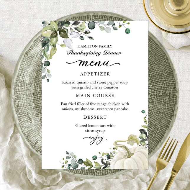 Carte de Menu de Dîner de Thanksgiving Citrouille  (Créateur téléchargé)