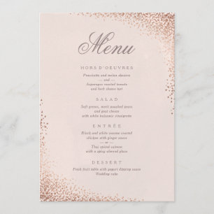 Carte de menu de dîner en faux papier d'aluminium 