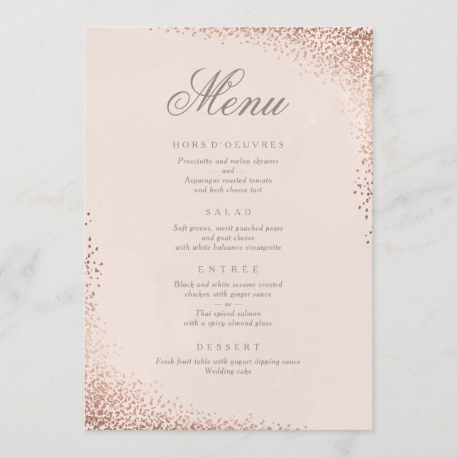 Carte de menu de dîner en faux papier d'aluminium  (Devant)